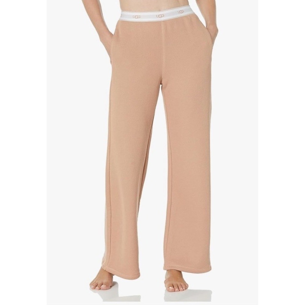 UGG Judie Pants Wide Leg Sandalwood Logo Waistband Women's Sz Large